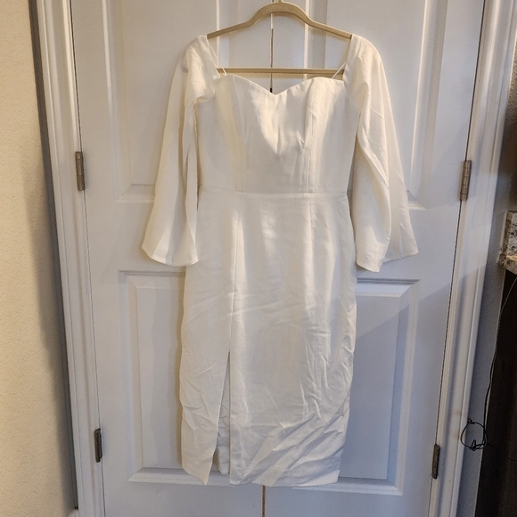 BHLDN Dress The Population Erin white off the shoulder cocktail mini Midi dress - Picture 3 of 16